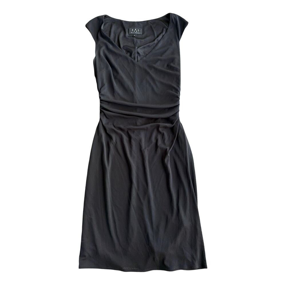 David Meister Sleeveless Sheath Dress Black Women's 6 Flowy 90s Y2K Made in USA